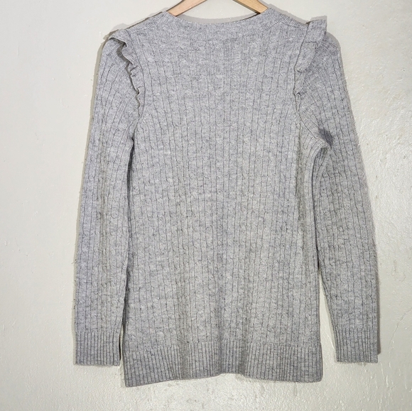 Hatch Maternity Gray Ruffled Knit Sweater - Picture 2 of 6